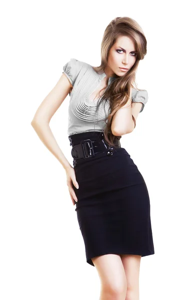 Sexy pretty businesswoman in skirt — Stock Photo, Image