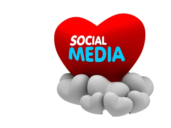 Social media on heart — Stock Photo, Image