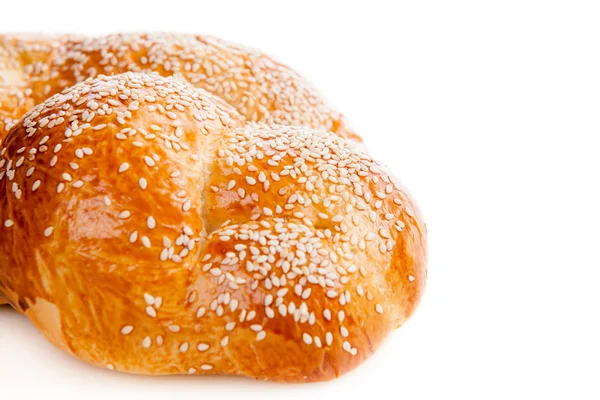 Sweet bread with sesame isolated on white — Stock Photo, Image