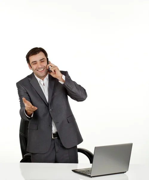 Homme d'affaires parlant sur un mobile Photo De Stock