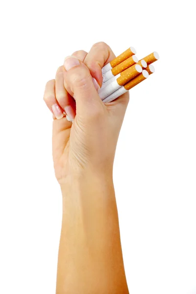 Mano sosteniendo cigarrillos — Foto de Stock