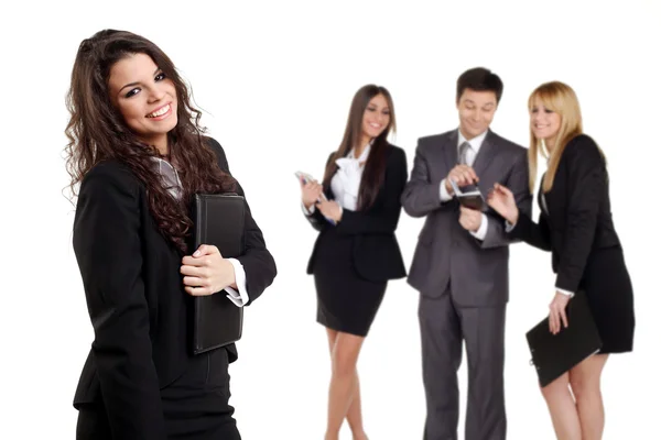 Three business girls and a business man — Stock Photo, Image