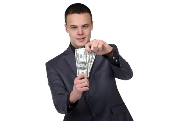 Joven hombre de negocios con algunos dólares — Foto de Stock