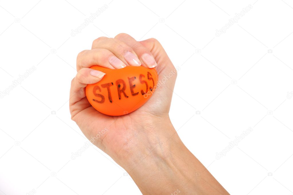 Female squeezing a stress ball