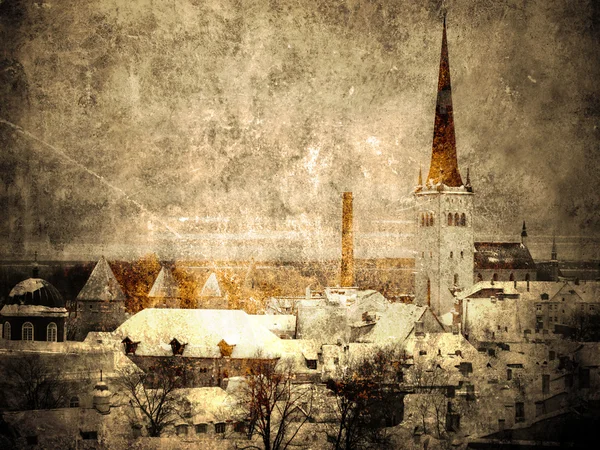 Old Tallinn- vintage and faded postcard — Stock Photo, Image