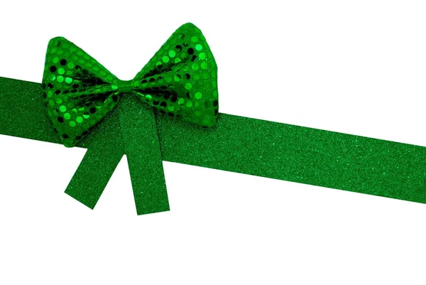 Yeşil papyon ve şerit arka plan