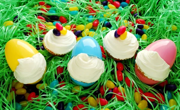 Pasen cupcakes in de sector eieren — Stockfoto