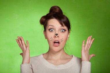 Girl shocked what is happening clipart