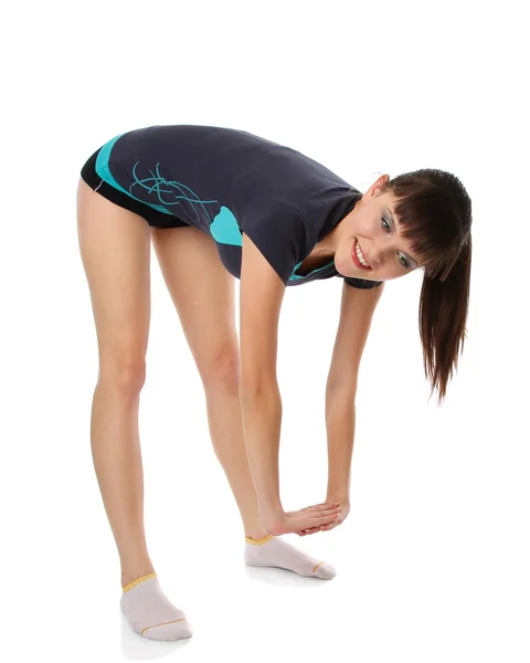 Dívka v gymnastické představuje — Stock fotografie