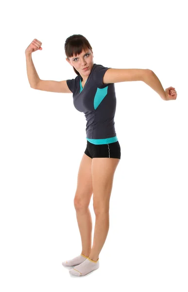 Menina em poses de ginástica — Fotografia de Stock