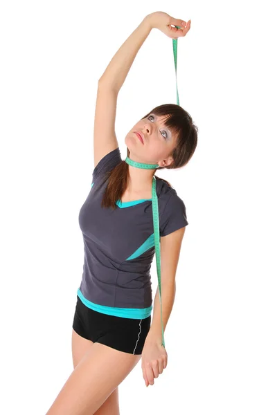Tenager girl with measuring tape — Stock Photo, Image