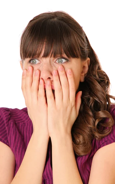 Girl shocked by what is happening — Stock Photo, Image