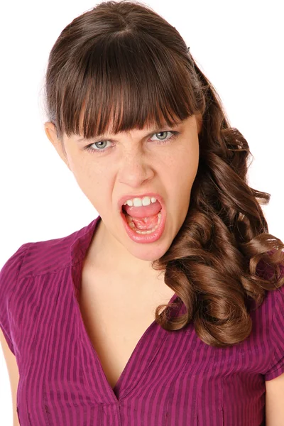 Flickan arg och skriker — Stockfoto