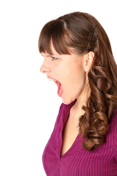 Girl angry and screams — Stock Photo, Image