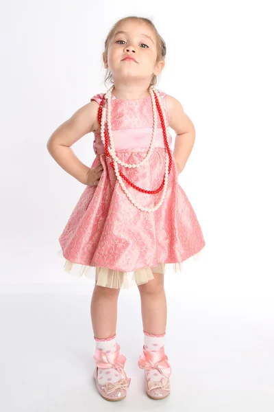 Pequena dançarina bebê menina em um vestido — Fotografia de Stock