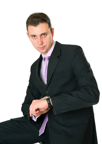 Businessman looking at his watch — Stock Photo, Image