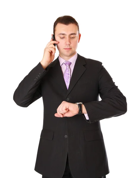 Homme d'affaires parlant sur un téléphone portable — Photo