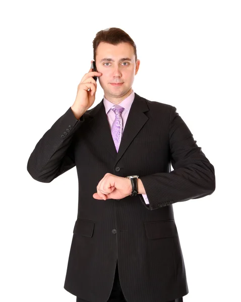 Homme d'affaires parlant sur un téléphone portable — Photo