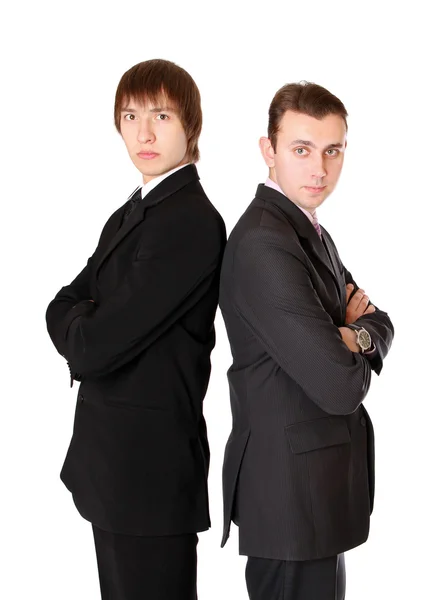Deux hommes d'affaires debout dos à dos — Photo