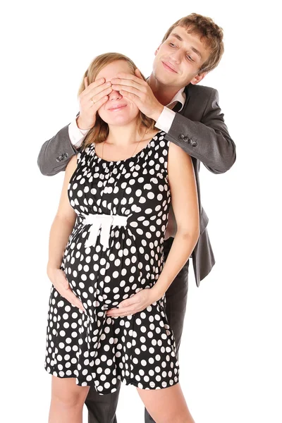Recentemente esposa abraçar a criança — Fotografia de Stock