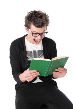High school pupil is reading a book clipart