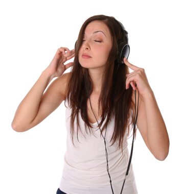 genç kız kulaklıklar müzik dinleme