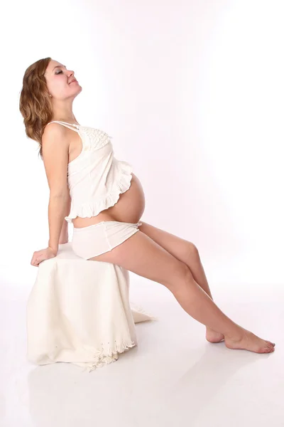 Pregnant young mother of the bride's dress — Stock Photo, Image