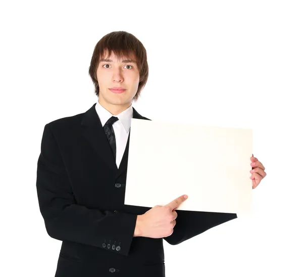 Επιχειρηματίας με τον κενό κατάλογο χαρτιού — Φωτογραφία Αρχείου