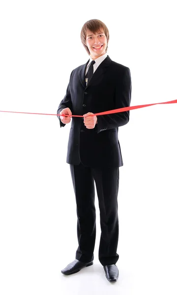Teenage affärsman med den röda linjen — Stockfoto