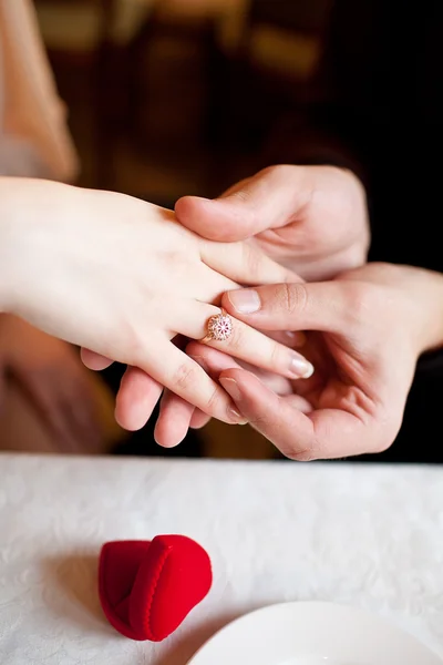 stock image Put on engagement ring