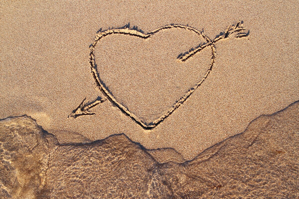 Picture of the heart on the sand