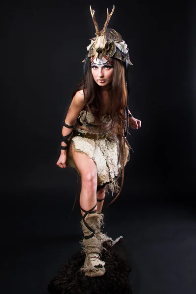 Portrait of the female viking — Stock Photo, Image