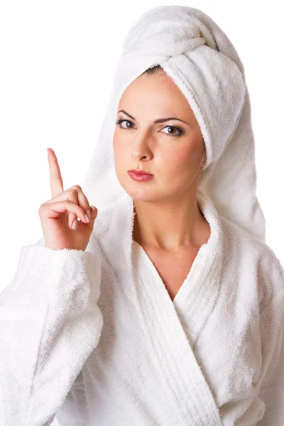 Kvinna i badrock är varning — Stockfoto