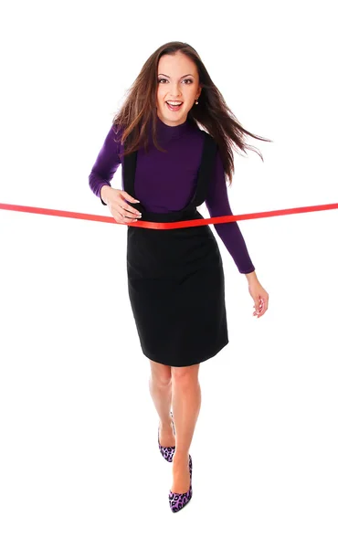 Kobieta z czerwoną linią — Zdjęcie stockowe