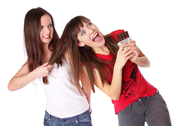 Teenagers are fighting for chocolate — Stock Photo, Image