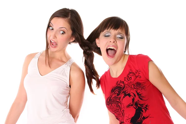 Девочки-подростки с одной косой — стоковое фото