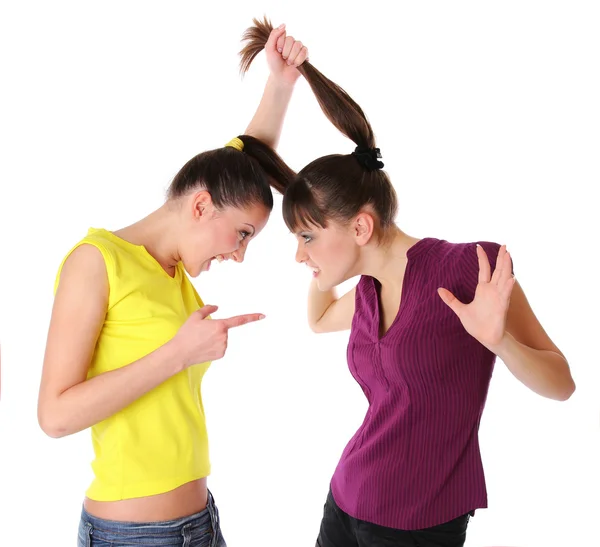 Two young women fighting — Stock Photo, Image