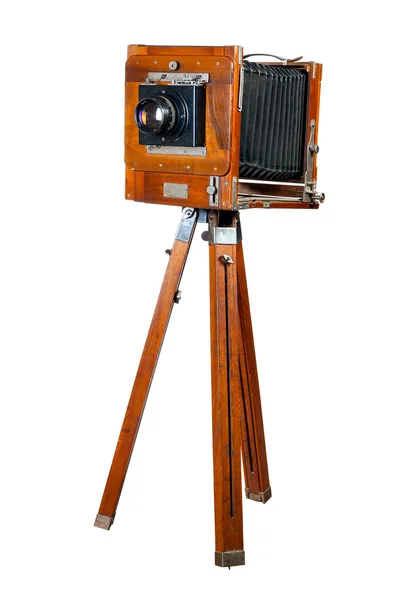 Antica macchina fotografica in legno — Foto Stock