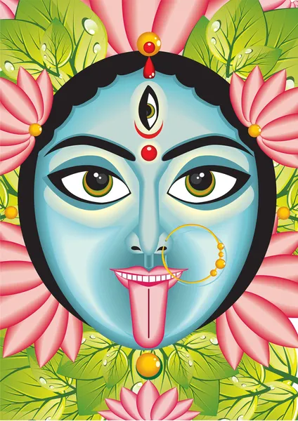 Kali - Cara de deusa indiana . — Vetor de Stock