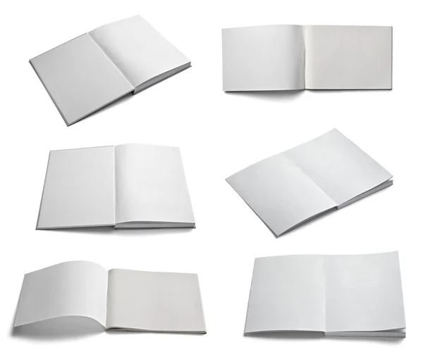 リーフレット ノートブック教科書の白空白の紙テンプレート — ストック写真