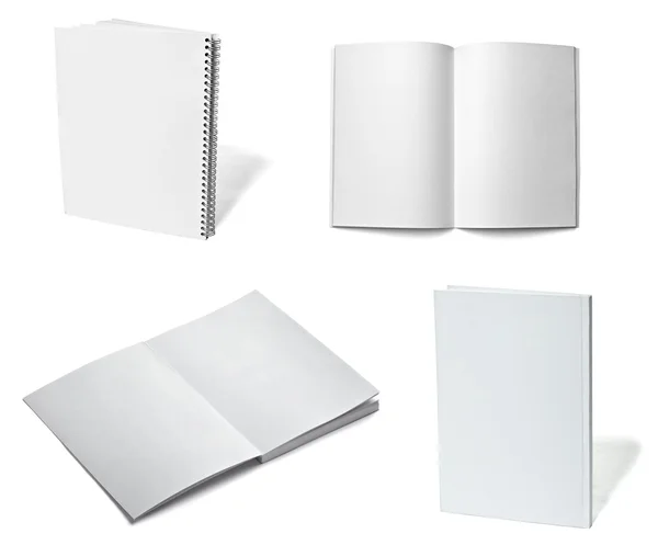 Folleto cuaderno libro de texto blanco papel en blanco plantilla — Foto de Stock