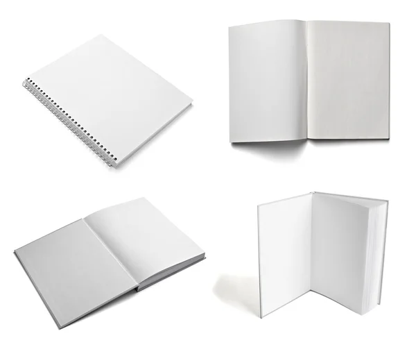 Folleto cuaderno libro de texto blanco papel en blanco plantilla — Foto de Stock