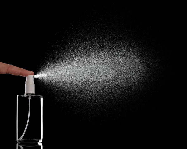 Butelka spray perfumy płyn spadek — Zdjęcie stockowe