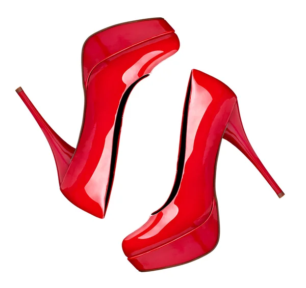Červené vysoké podpatky boty — Stock fotografie