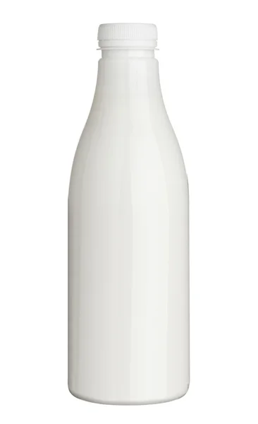 Biały butelka z tworzywa sztucznego mleka jogurt — Zdjęcie stockowe