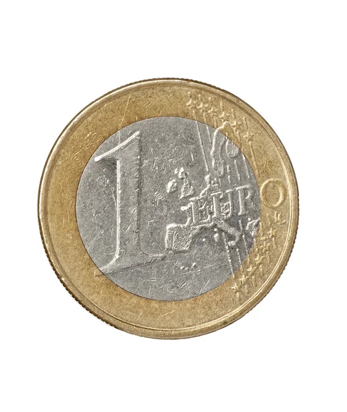 Pièce en euros endommagée crise financière usée — Photo