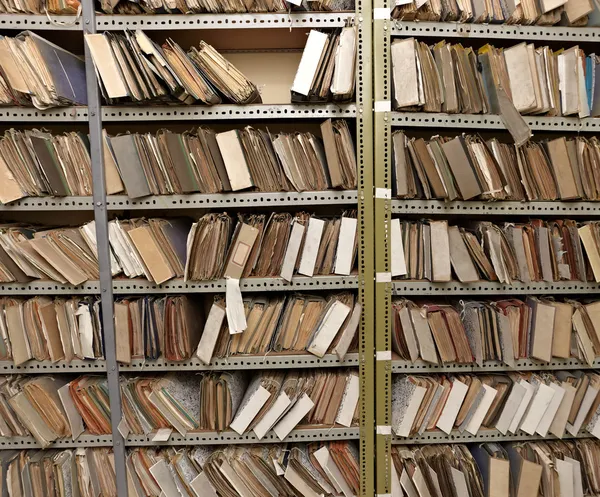 stock image Old vintage file documents in storage room