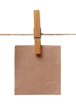 Clothes peg and note paper on clothes line rope clipart