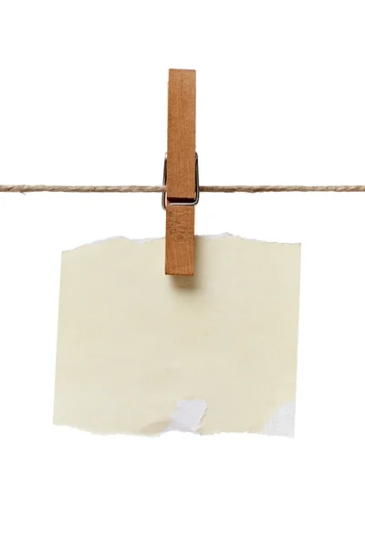 Uwaga papieru na odzież i ubrania peg liniowe liny — Zdjęcie stockowe