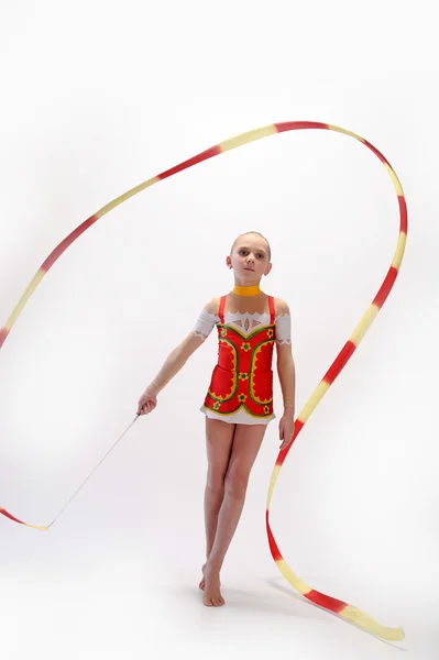 Красива блондинка гімнастка — стокове фото